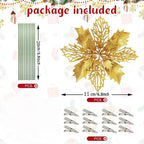 5/10Pcs 11cm Christmas Decoration Glitter Artifical Flowers Xmas Tree Wreath  Ornaments for Home New Year 2026 Decor Accessories