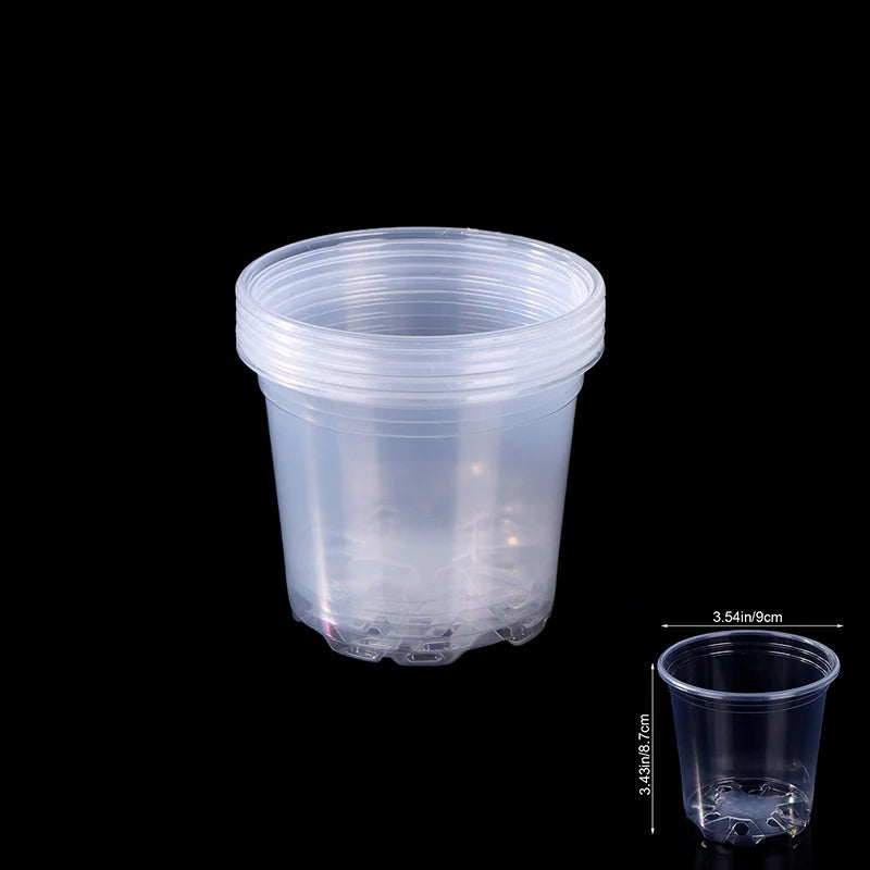 5 Pieces 6 Sizes 3/3.5/4/5/6/7 Inches Greenhouse Transparent Plastic Flowerpot Drainage Hole Pot Breathable Nursery Flower Pot