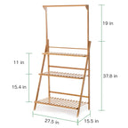 3 Tier Folding Bamboo Hanging Plant Stand Pot Shelf Stand Rack Indoor Outdoor Multi Use Greenhouse