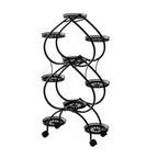 6-Tier Metal Plant Stand Heart-shaped Flower Stand Rack with Wheels for Indoor Outdoor Multiple Plants Shelf Rack