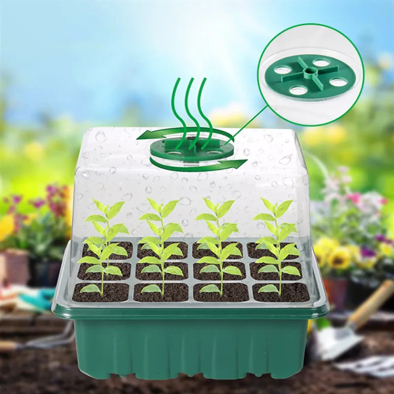 Timing Dimming Seedling Pots with Lights 12 Holes Thickened High Cover with Lights Seedling Pots Seedling Box Fill Light