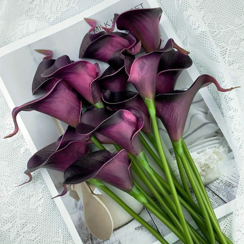 5PCS Artificial Flowers Calla Lily Faux PU Fake Flowers for Weddings Photography Props DIY Bridal Bouquets Home Room Party Decor