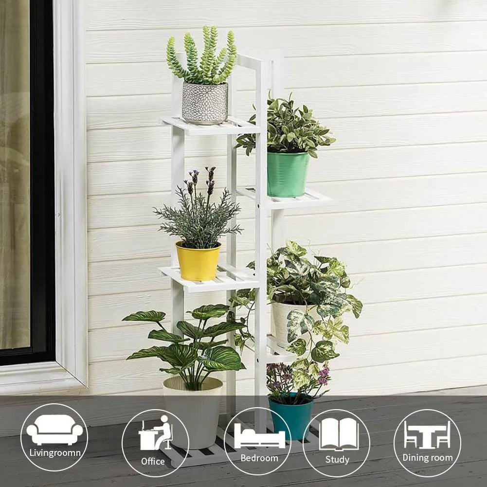 Wooden multi-layer flower pot rack, potted plant display rack, multi-functional storage rack