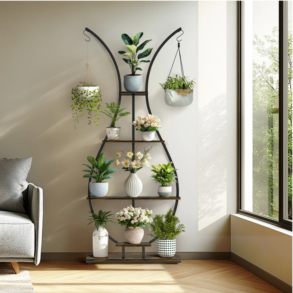 Large Vase Shaped Plant Stand 5 Tier Planter Display Rack Garden Flower Pot Holder for Home Patio Decor