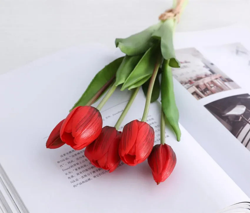 1/3/5PCS Tulips Artificial Flowers Real Touch Flowers Tulip Bouquet Decor Fake Tulips Flower for Home Wedding Decorations