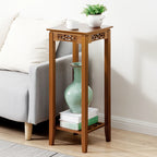 【Breeins】2-Tier Bamboo Plant Stand Classic Chinese Style Flower Stand Home Office Decoration Freestanding