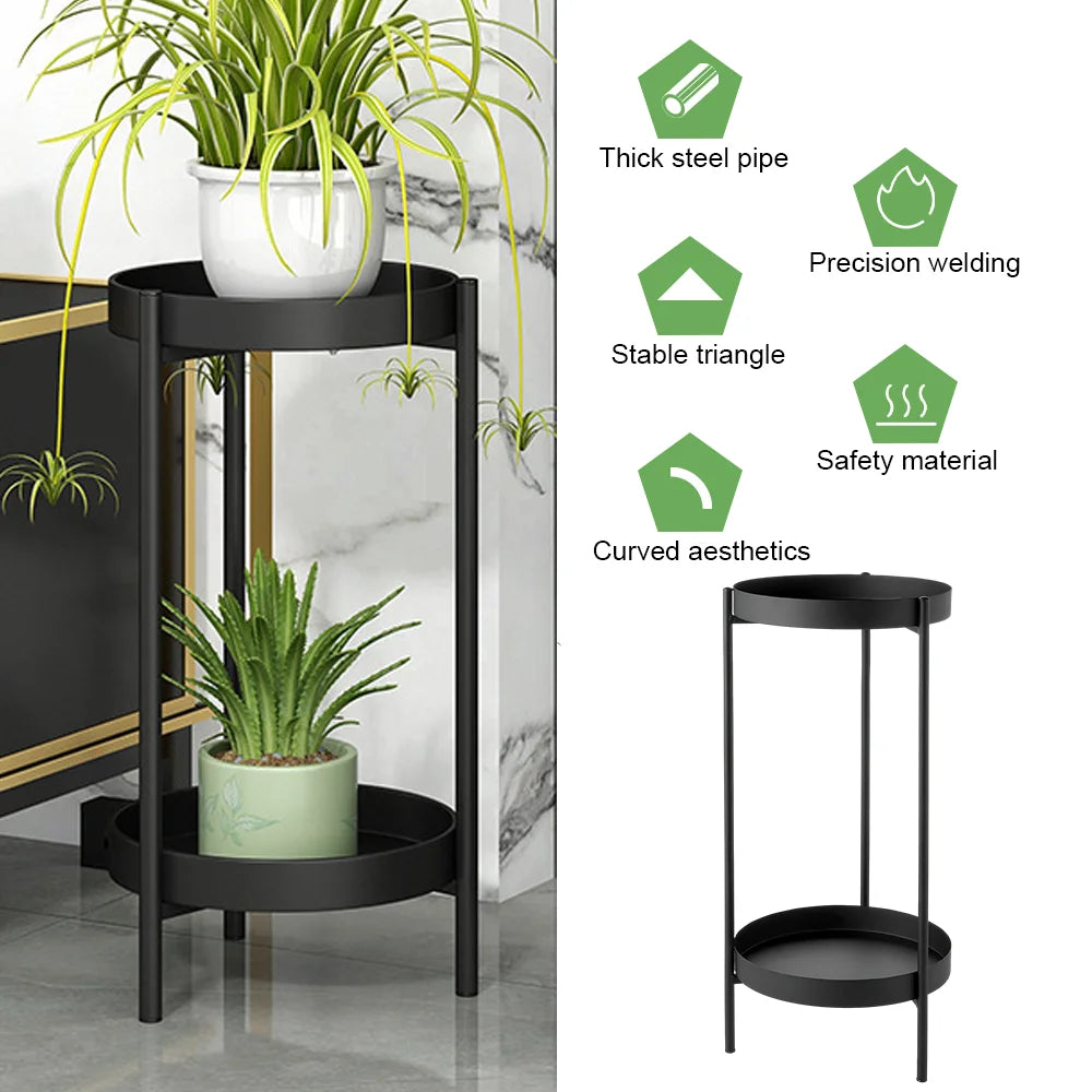 Plant Stand For Flowers Metal Storage Shelf 2 Tier Flower Shelf Planter Rack Indoor Display Stand Pot Rack Organizer Shelves
