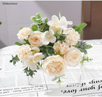 7 Heads Artificial Flowers Silk Peony Rose Hydrangea Bouquet Home Decorations Party Wedding Bride Fake Plants
