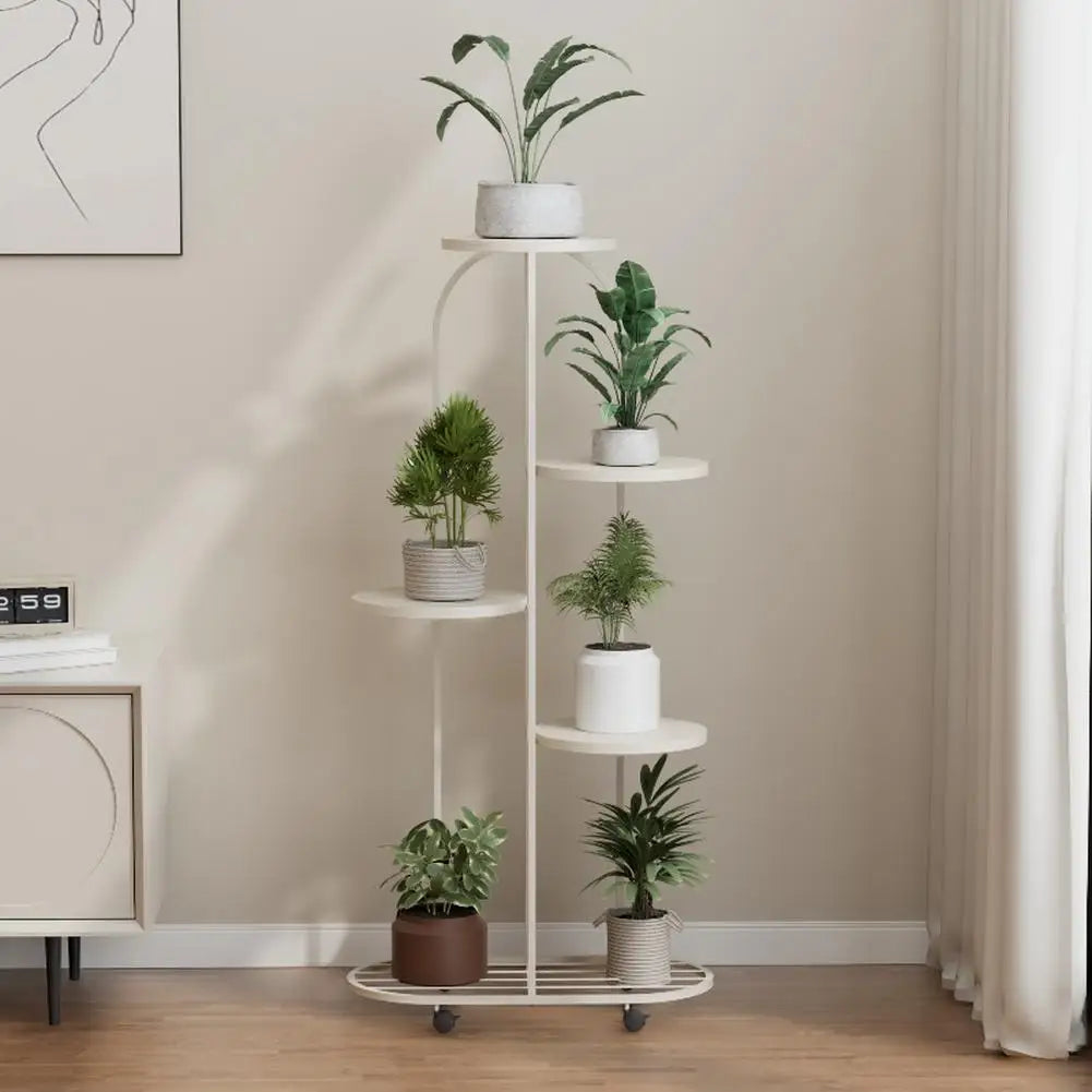 Plant Shelving Flower Pot Holder, Wrought Iron Corner Multiple Planter Rack Organizer with Wheels For Room Corner Balcony Garden