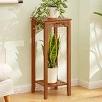 【Breeins】2-Tier Bamboo Plant Stand Classic Chinese Style Flower Stand Home Office Decoration Freestanding