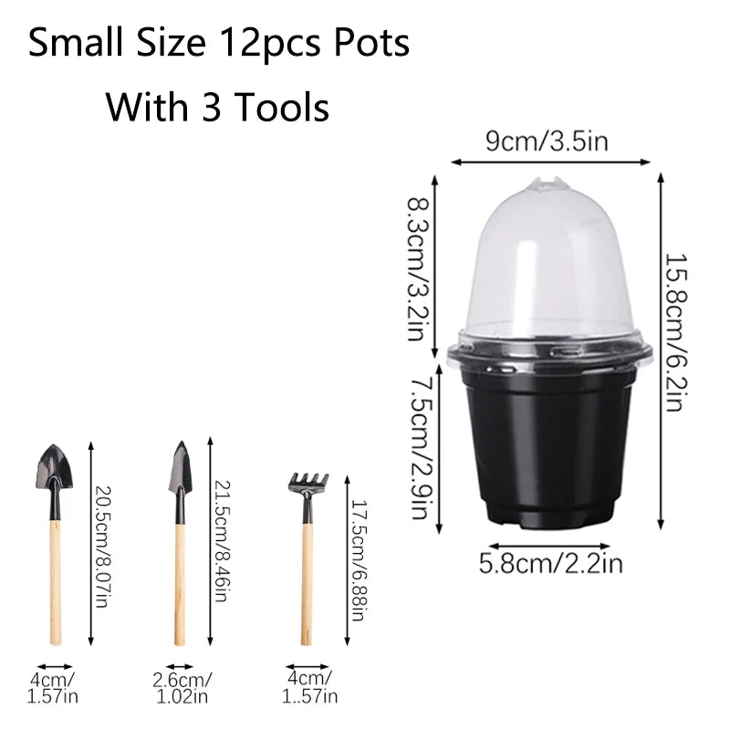 Plant Nursery Pots Humidity Dome Transparent Plastic Pot Planting Containers Cups Planter Small Seed Starting Trays Seedling