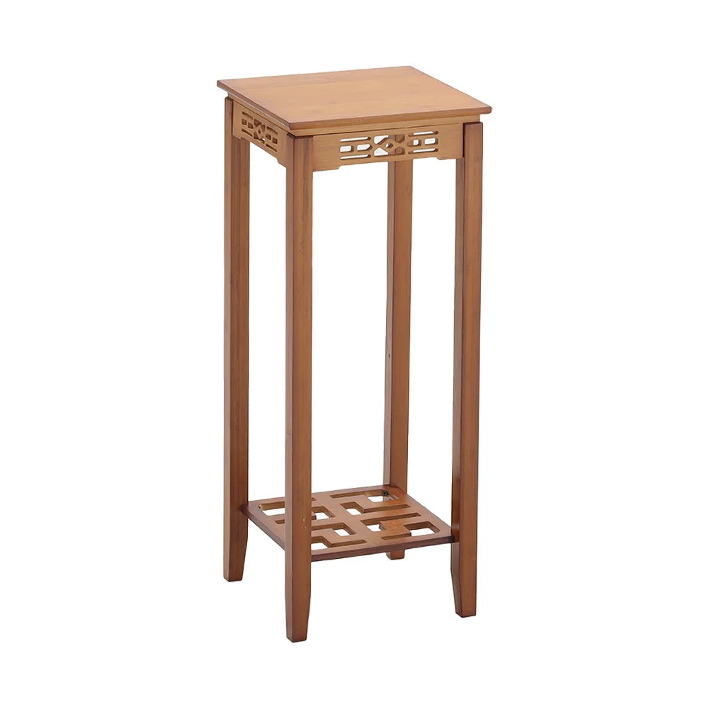【Breeins】2-Tier Bamboo Plant Stand Classic Chinese Style Flower Stand Home Office Decoration Freestanding