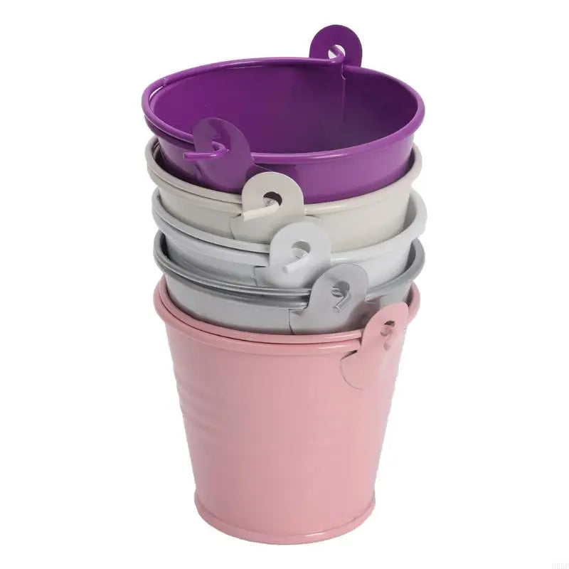 H55E Mini Flower Pot with Handle Round Mouth Small Plant Organization Pot