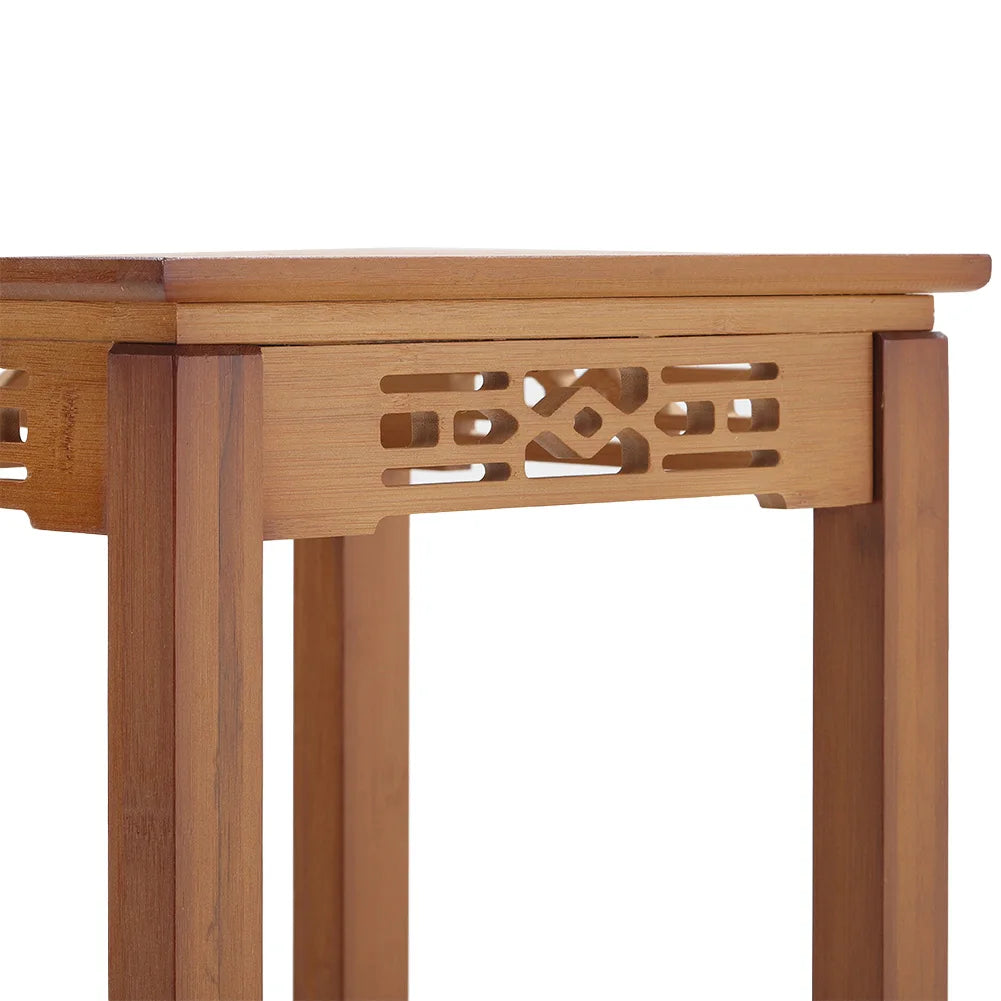 【Breeins】2-Tier Bamboo Plant Stand Classic Chinese Style Flower Stand Home Office Decoration Freestanding