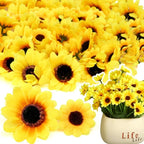 30-150Pcs Yellow Artificial Flower Heads Craft Floral Embellishments Wreaths Wedding Artificial Sunflower Flowers Decoration