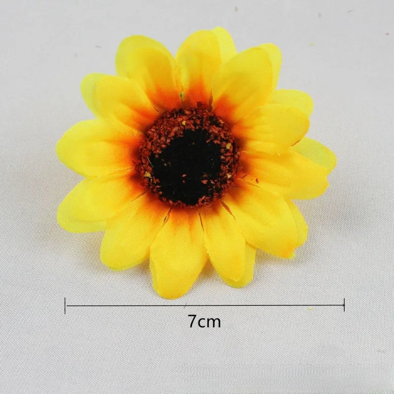 30-150Pcs Yellow Artificial Flower Heads Craft Floral Embellishments Wreaths Wedding Artificial Sunflower Flowers Decoration