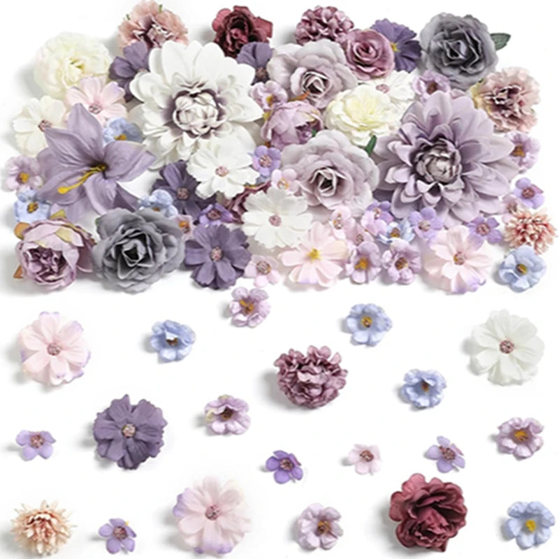 Purple Artificial Flowers Silk Fake Flowers for Home Decor Garden Wedding Decoration Bride Craft Gifts Wreath Bouquet Accessory