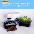 20 Hole Hydroponic Plant Seedling Pots with Intelligent Fill Light Seedling Tray for Fruit Vegetable Gardening Planting Supplies