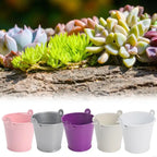 H55E Mini Flower Pot with Handle Round Mouth Small Plant Organization Pot