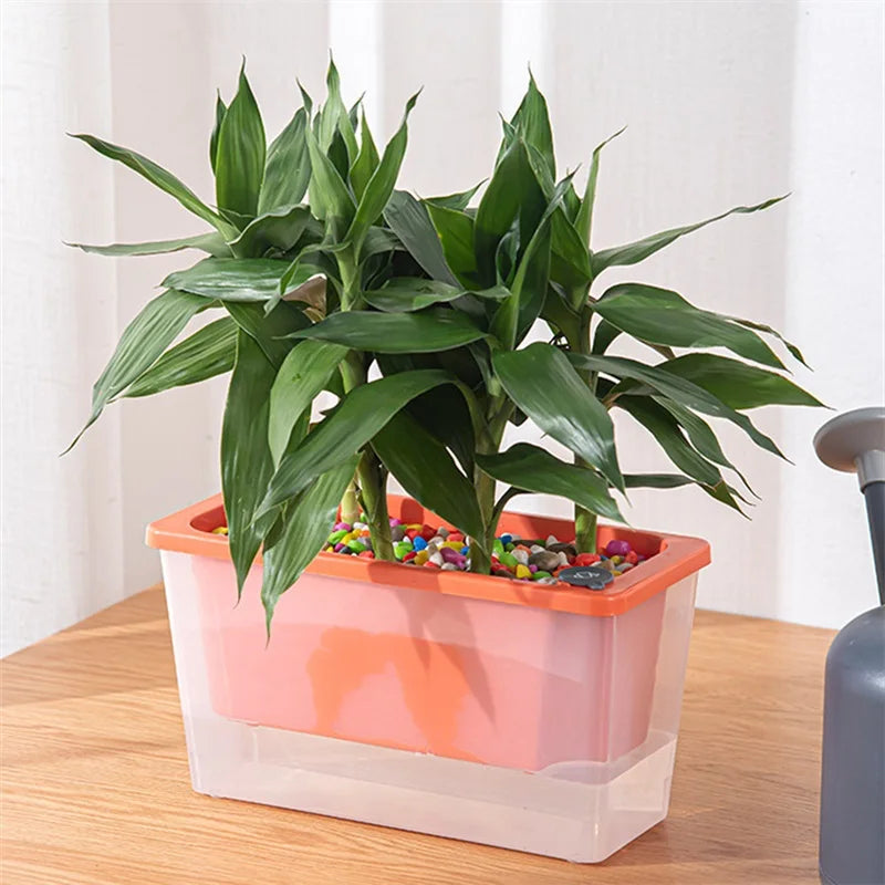 Self Watering Planter Flowerpot Indoor Succulent Hydroponic Plants Window Planter Box Bottom Watering Pots Indoor Flower Pot
