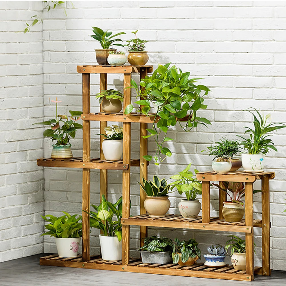【Lifeideas】Rustic Large Multi-Tiered Wooden Plant Stand