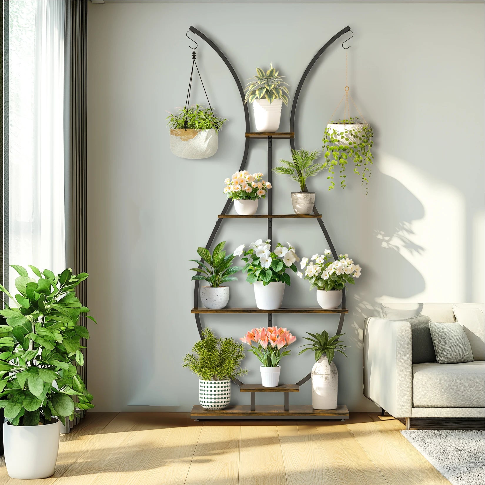 Large Vase Shaped Plant Stand 5 Tier Planter Display Rack Garden Flower Pot Holder for Home Patio Decor