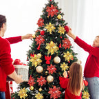 5/10Pcs 11cm Christmas Decoration Glitter Artifical Flowers Xmas Tree Wreath  Ornaments for Home New Year 2026 Decor Accessories