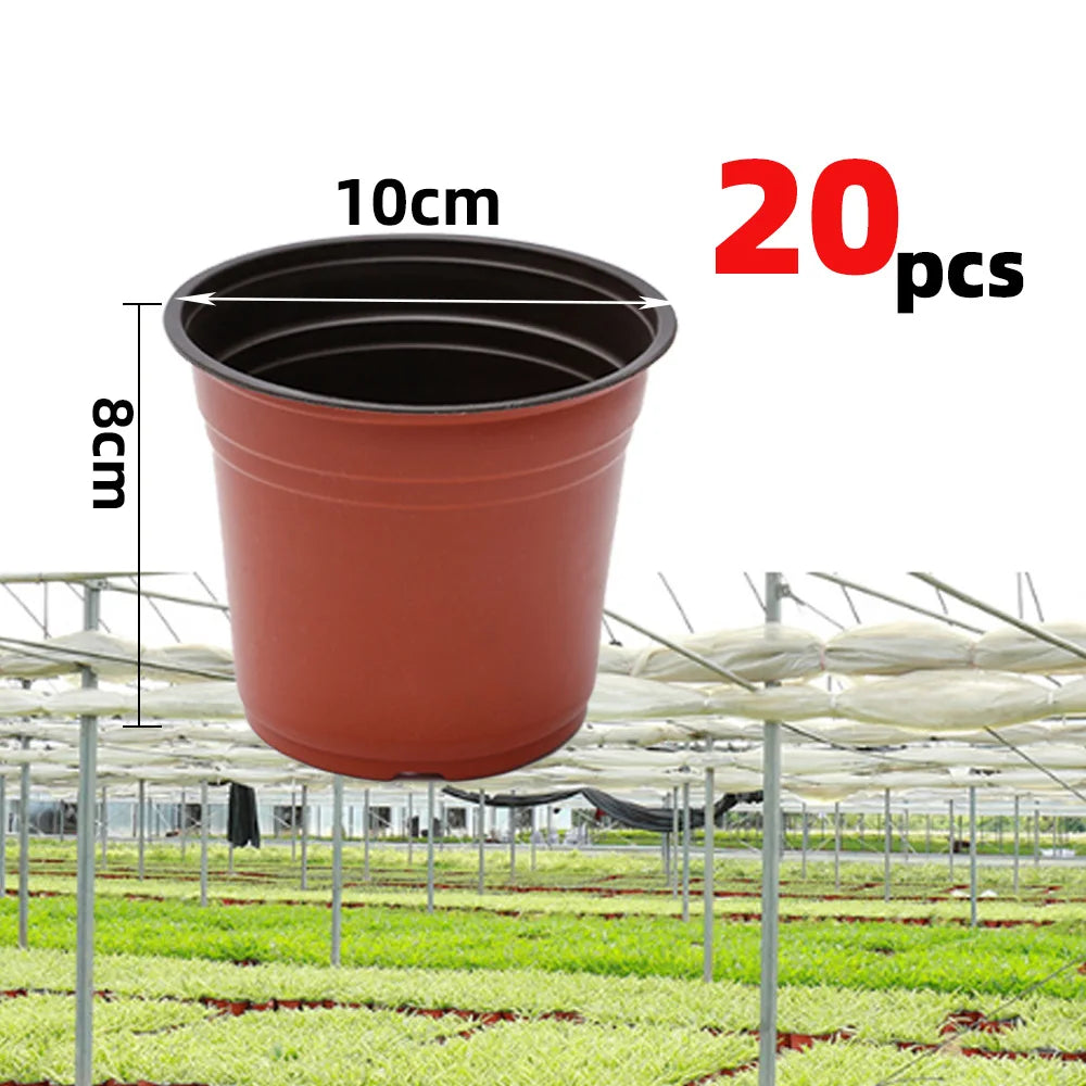 20pcs Plastic Flowerpots Simple Nursery Seedling Pot Flowers Seed Breeding Planters Container Box Garden Supplies Tool