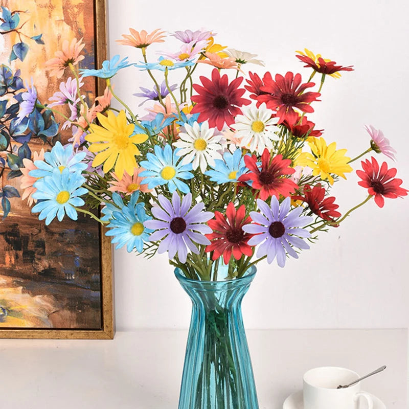 3/5/10Pcs Artificial White Daisy Flower Bouquet DIY Vase Home Garden Living Room Decoration Wedding Party Silk Fake Flowers