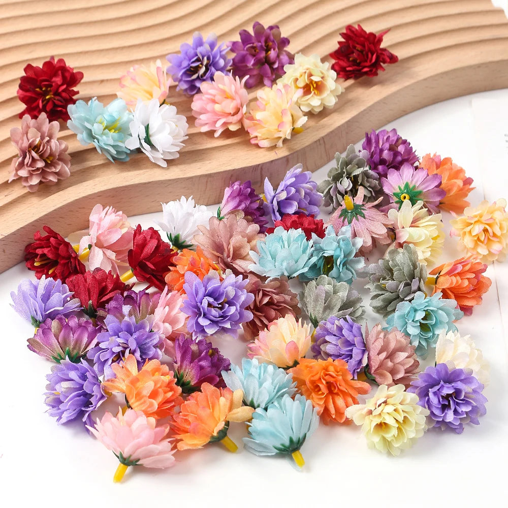 10/20/50Pcs Artificial Rose Mini Silk Flower Heads Simulated Flower Home Room Decoration DIY Wreath Accessories Wedding Decor