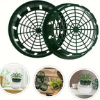 6 pieces of durable thickened garden plastic hydroponic plant pots - green circular basket liner, self-watering