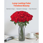 SucceBuy Artificial Flowers 60/120/500pcs Real Looking White Foam Fake Roses Bulk White/Red Faux Bridal Shower for DIY Wedding