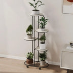 4/5 Tier Plant Shelf Metal Plant Holder Flower Pot Stand Display Storage Rack with Wheels for Garden Corner Balcony