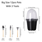 Plant Nursery Pots Humidity Dome Transparent Plastic Pot Planting Containers Cups Planter Small Seed Starting Trays Seedling