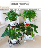 1 Pack, Elegant Double-Layered Metal Flower Rack Stand - Multi-Layer Floor Standing Plant Display with Modern European Style for