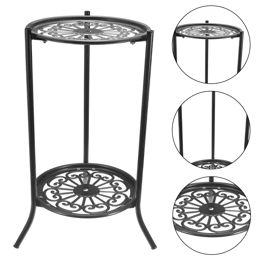 Retro 2-layer metal plant pot rack potted plant display stand balcony garden plant rack