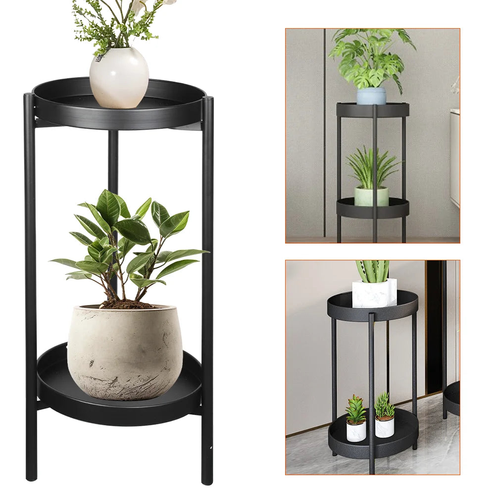 Plant Stand For Flowers Metal Storage Shelf 2 Tier Flower Shelf Planter Rack Indoor Display Stand Pot Rack Organizer Shelves
