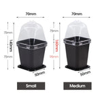 Sturdy Black Planter Pots with Tray Transparent Humidity Dome Cover Garden Greenhouse Seed Starter Germination Kit Flower Plante