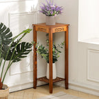 【Breeins】2-Tier Bamboo Plant Stand Classic Chinese Style Flower Stand Home Office Decoration Freestanding