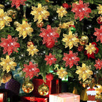 5/10Pcs 11cm Christmas Decoration Glitter Artifical Flowers Xmas Tree Wreath  Ornaments for Home New Year 2026 Decor Accessories