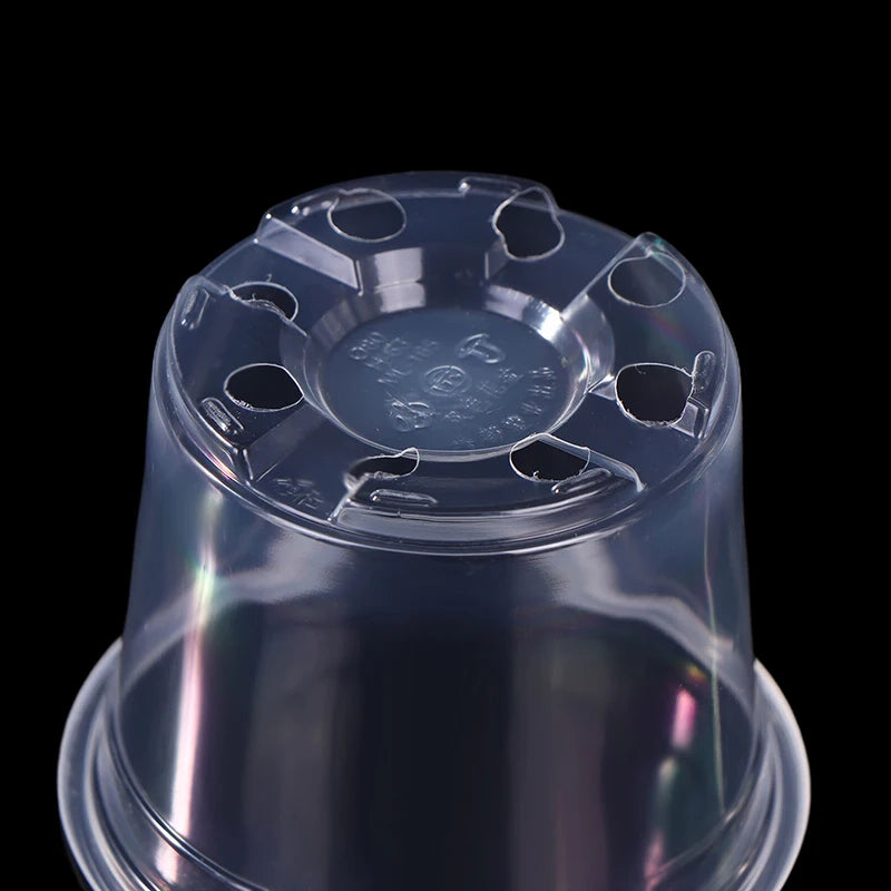 5 Pieces 6 Sizes 3/3.5/4/5/6/7 Inches Greenhouse Transparent Plastic Flowerpot Drainage Hole Pot Breathable Nursery Flower Pot