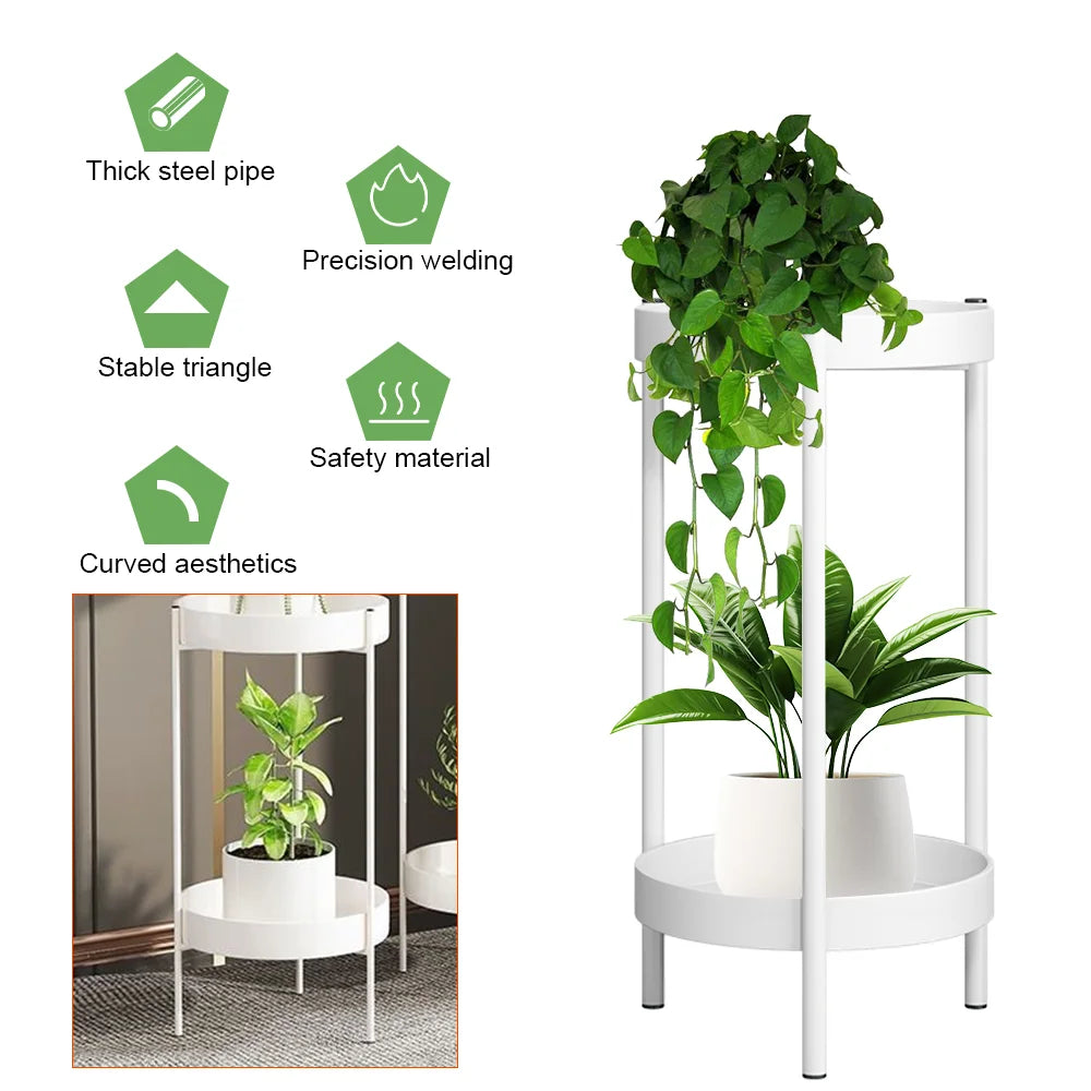 Plant Stand For Flowers Metal Storage Shelf 2 Tier Flower Shelf Planter Rack Indoor Display Stand Pot Rack Organizer Shelves