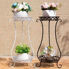 Double-layer retro metal plant stand flower pot display stand European style garden balcony flower pot rack
