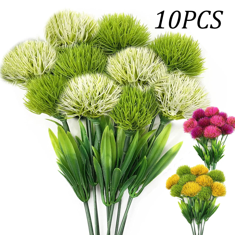 10PCS Mixed Artificial Dandelion Flowers Plastic Fake Flower Bouquet for Wedding Table Arrangement DIY Home Party Decoration