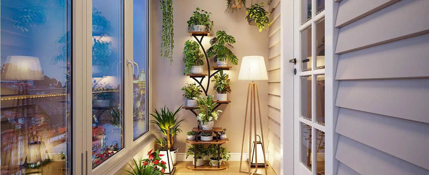 Plant Stand Indoor with Grow Lights, 8 Tiered 62" Tall Metal Plant Shelf Display Rack with 3-Head Grow Light Strips for Indoor