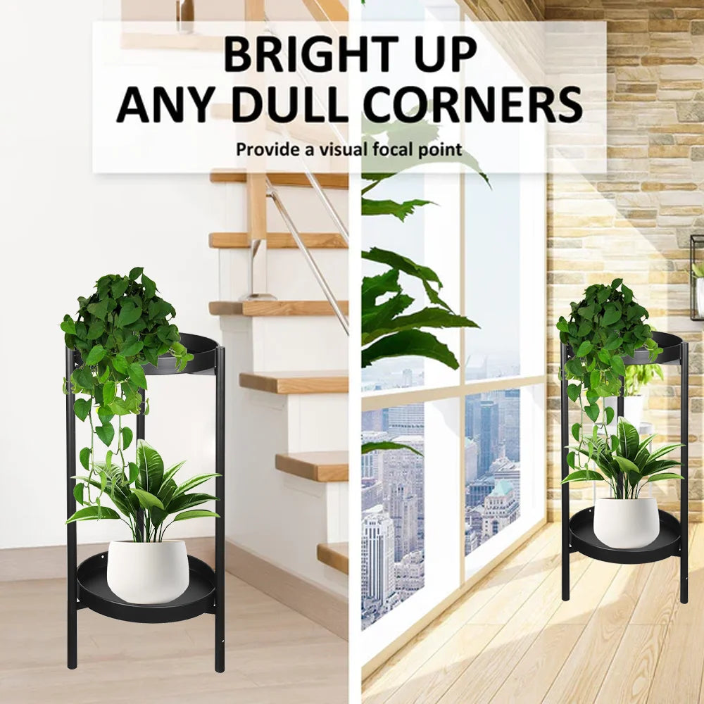 Plant Stand For Flowers Metal Storage Shelf 2 Tier Flower Shelf Planter Rack Indoor Display Stand Pot Rack Organizer Shelves