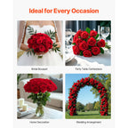 SucceBuy Artificial Flowers 60/120/500pcs Real Looking White Foam Fake Roses Bulk White/Red Faux Bridal Shower for DIY Wedding