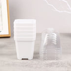 5Pcs Square Small Flower Pot Nursery Pot With Humidity Dome Transparent Gardening Pot Square Flower Starting Pots
