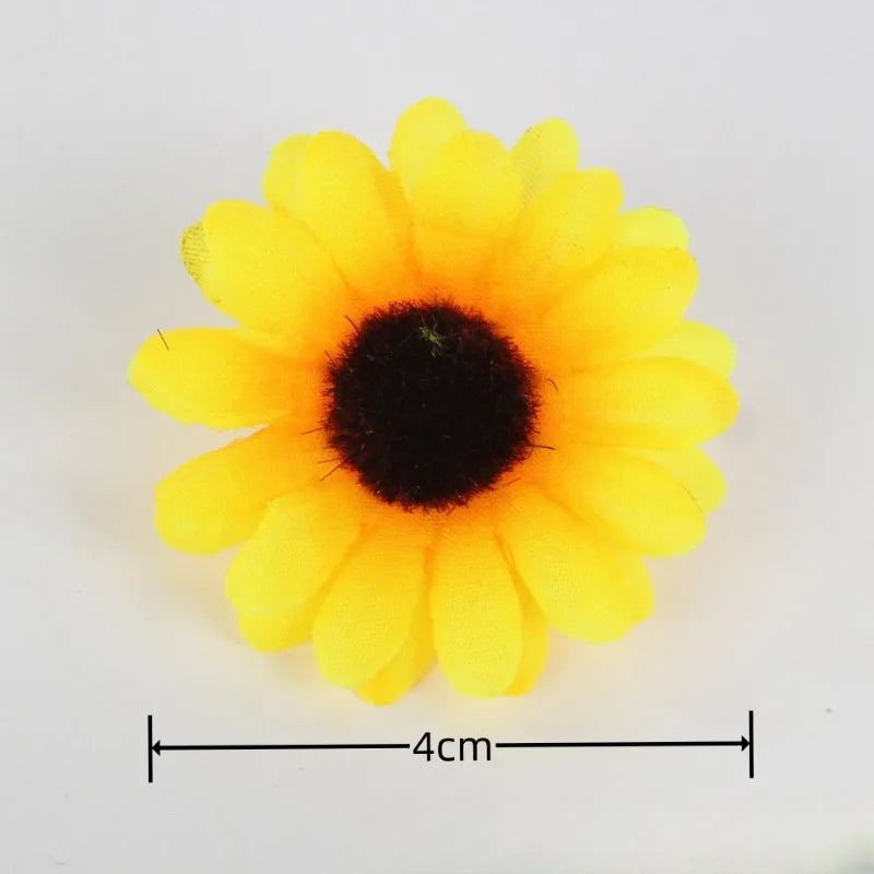 30-150Pcs Yellow Artificial Flower Heads Craft Floral Embellishments Wreaths Wedding Artificial Sunflower Flowers Decoration