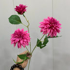 Lifelike artificial dahlia flower with 3 heads long branch silk flower for home wedding decor birthday party bedroom Decoration